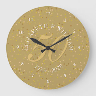 Grande Horloge Ronde Noces d'or poussière de confettis