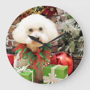 Grande Horloge Ronde Noël - Bichon Frise - Harley