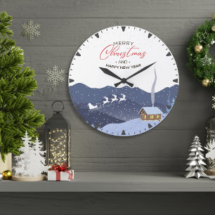 Grande Horloge Ronde Noël   Bonne année   cadeau Père Noël