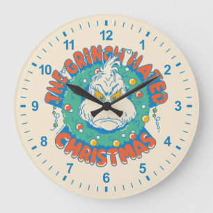 Grande Horloge Ronde Noël de Grinch haï