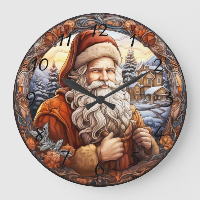 Grande Horloge Ronde Noël de Noël du Père Noël (Recto)