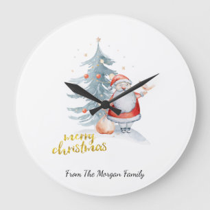 Grande Horloge Ronde Noël du sapin du Père Noël
