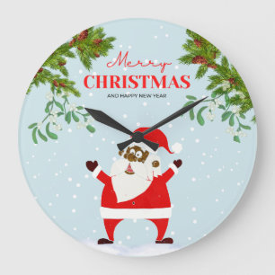 Grande Horloge Ronde Noël noir du Père Noël africain