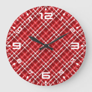 Grande Horloge Ronde Noël Rouge Plaid Design-62667 Motif