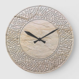 Grande Horloge Ronde Noeud celtique dans la pierre
