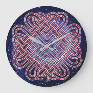 Grande Horloge Ronde Nœud d'amour celtique galactique