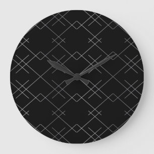 Grande Horloge Ronde Noir argenté, cool, élégant, simple motif moderne