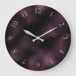 Grande Horloge Ronde Noir Burgundy Maroon Gris chiffres romains