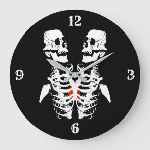 Grande Horloge Ronde Noir de squelettes d'image retournée