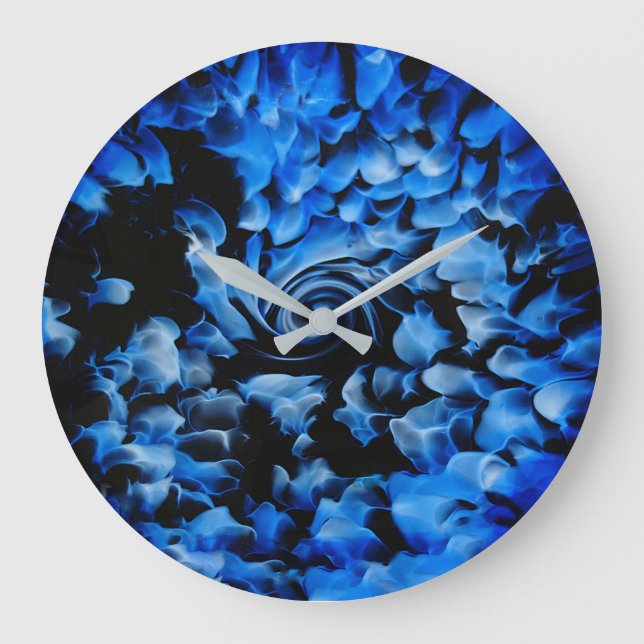 Grande Horloge Ronde Noir et bleu Abstrait (Recto)