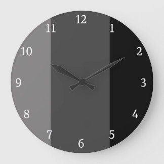 Grande Horloge Ronde Noir moderne et gris simple