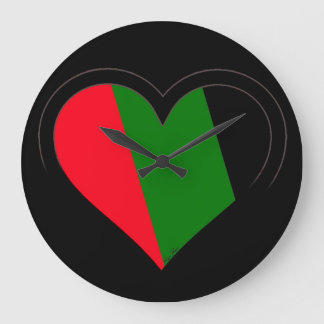 GRANDE HORLOGE RONDE NOIR SUR L'HORLOGE D'AMOUR NOIR
