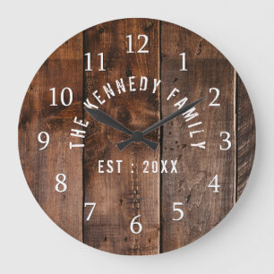 Grande Horloge Ronde Nom de famille du bois repris rustique