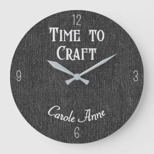 Grande Horloge Ronde Nom Denim noir Imprimer 10,75 po pour l'artisanat