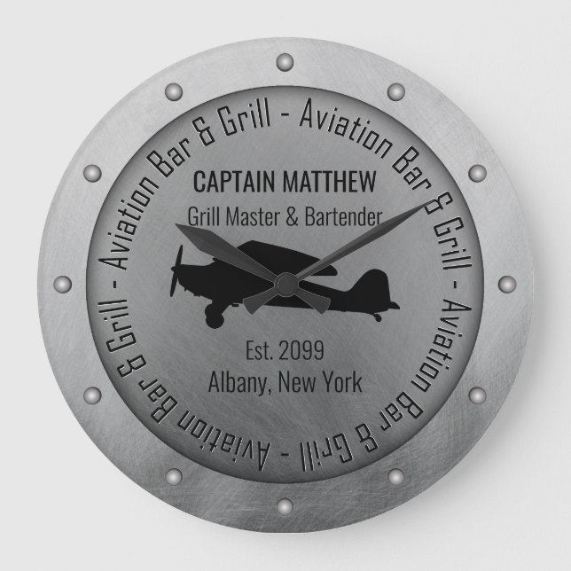 Grande Horloge Ronde Nom Grill Master Bartender Aviation Bar & Grill (Recto)