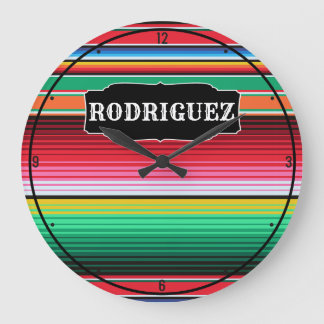 Grande Horloge Ronde Nom personnalisé Espagnol Serape Cuisine Mexicaine