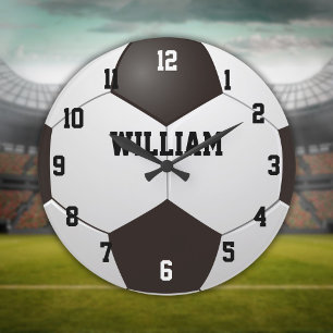 Grande Horloge Ronde Nom personnalisé Football