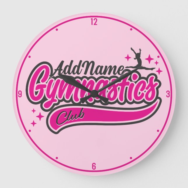 Grande Horloge Ronde NOM personnalisé Gymnaste Split Leap Gymnastique (Recto)