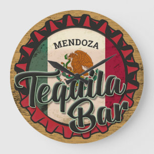 Grande Horloge Ronde NOM personnalisé Mexique Tequila Bar Mexique Drape