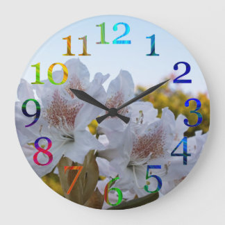 Grande Horloge Ronde Nombre d'arc-en-ciel floral