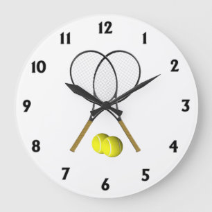 Grande Horloge Ronde Nombre noir de doubles de tennis