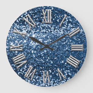 Grande Horloge Ronde Nombre romain argenté gris de parties