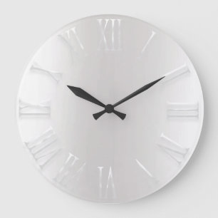 Grande Horloge Ronde Nombre romain argenté métallique gris sensible