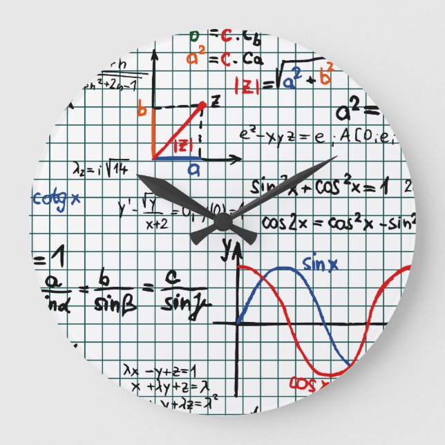 Grande Horloge Ronde Nombres de formules de maths (Recto)