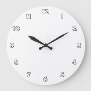Grande Horloge Ronde Nombres de visage d'horloge - gris blanc