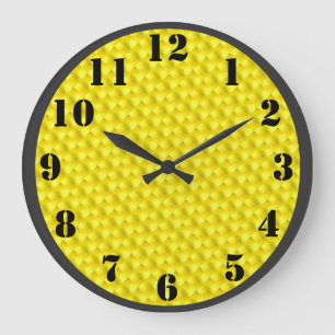Grande Horloge Ronde Nombres noirs sur l'arrière - plan jaune