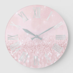 Grande Horloge Ronde Nombres romains gris de parties scintillantes