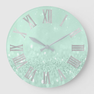 Grande Horloge Ronde Nombres romains gris de parties scintillantes