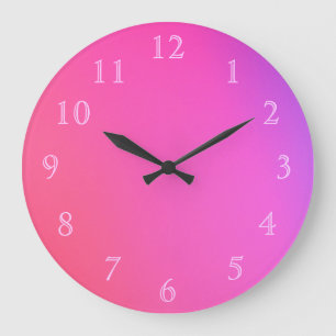 Grande Horloge Ronde Nombres roses sur le rose