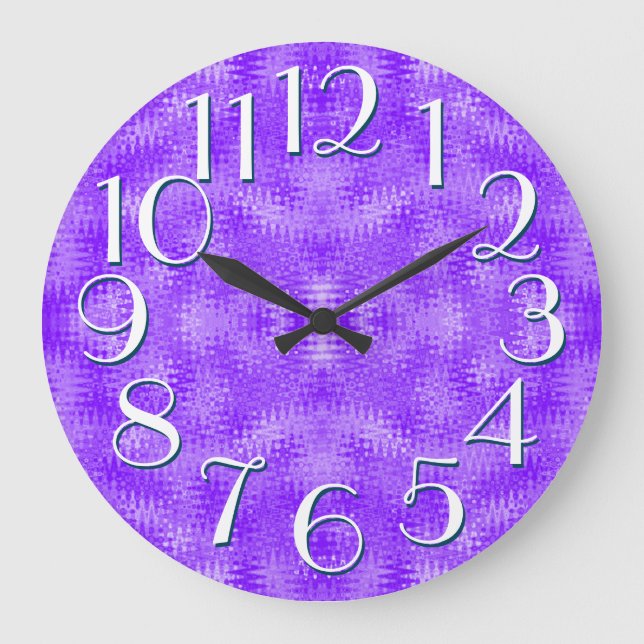Grande Horloge Ronde Nombres surdimensionnés élégants de motif pourpre (Recto)