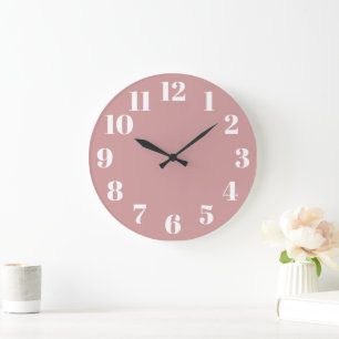 Grande Horloge Ronde Nombres Tendances Rose Poussiéreux