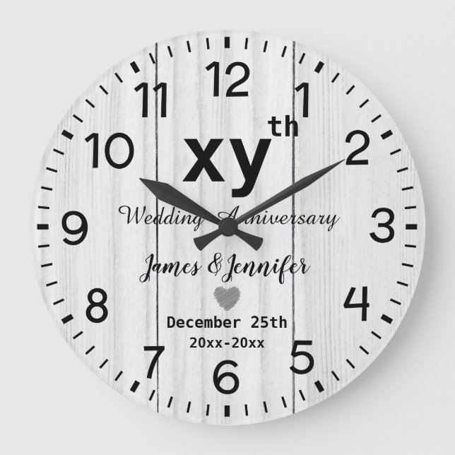 Grande Horloge Ronde Noms personnalisés pour l'anniversaire de mariage  (Recto)