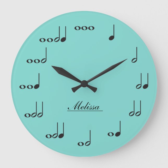 Grande Horloge Ronde Notes musicales personnalisées (Recto)