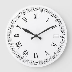 Grande Horloge Ronde Notes musicales simples Wall Clock
