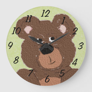 Grande Horloge Ronde Nounours (vert)