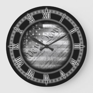 Grande Horloge Ronde Nous Le Peuple Vintage Américain Drapeau Mur Horlo