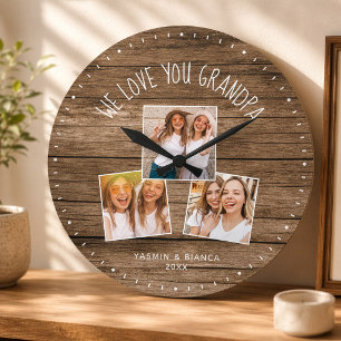Grande Horloge Ronde NOUS VOUS AIMONS GRANDPA Fête des pères photo pe