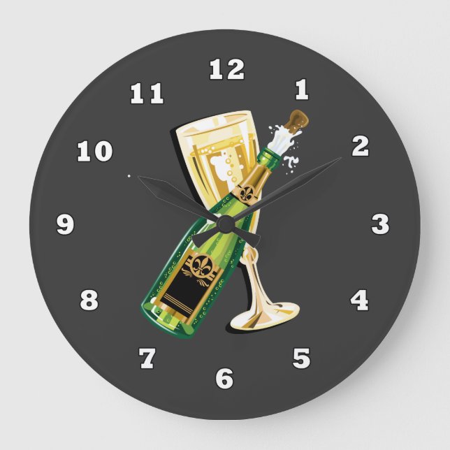 Grande Horloge Ronde Nouvelles années d'Ève d'horloge de vacances (Recto)