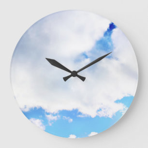 Grande Horloge Ronde Nuages blancs et ciel bleu
