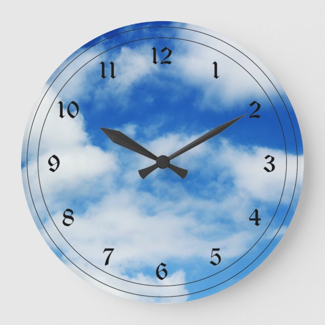 Grande Horloge Ronde Nuages blancs floffants (Recto)