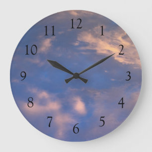Grande Horloge Ronde Nuages Ciel Bleu