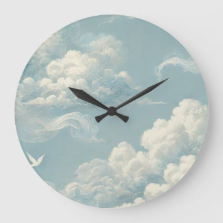 Grande Horloge Ronde Nuages éthérés