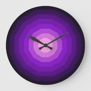 Grande Horloge Ronde Nuances de pourpre Dodecagons Élégant sans nombr