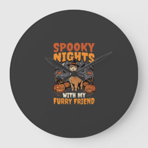 Grande Horloge Ronde Nuit des alpagas d'Halloween