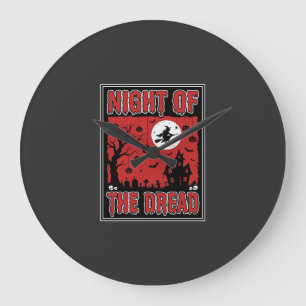 Grande Horloge Ronde Nuit d'Halloween de la maison hantée effrayante