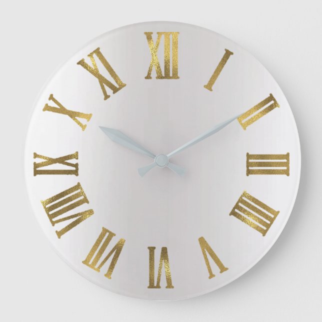 Grande Horloge Ronde Numbers d'or métallique (Recto)